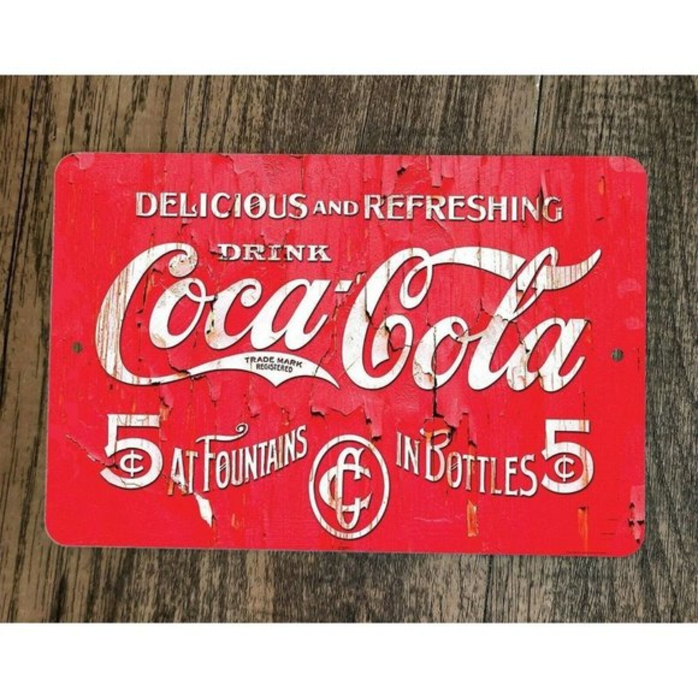 Delicious and Refreshing Coca Cola 8x12 Metal Wall Vintage Misc Poster Sign Soda